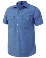 Pilbara Men's S/S Striped Shirt, Double Pockets