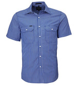 Pilbara Men's S/S Striped Shirt, Double Pockets