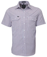 Pilbara Men's S/S Check Shirt, Double Pockets