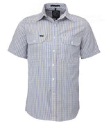 Pilbara Men's S/S Check Shirt, Double Pockets