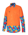 Vented Open Front L/W L/S Two Tone Hibiscus
