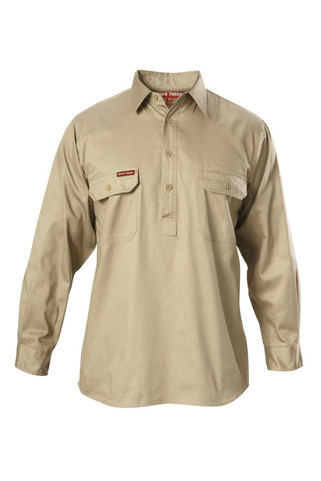 Hard Yakka Foundations Cotton Drill Closed Front Shirt Long Sleeve Shirt