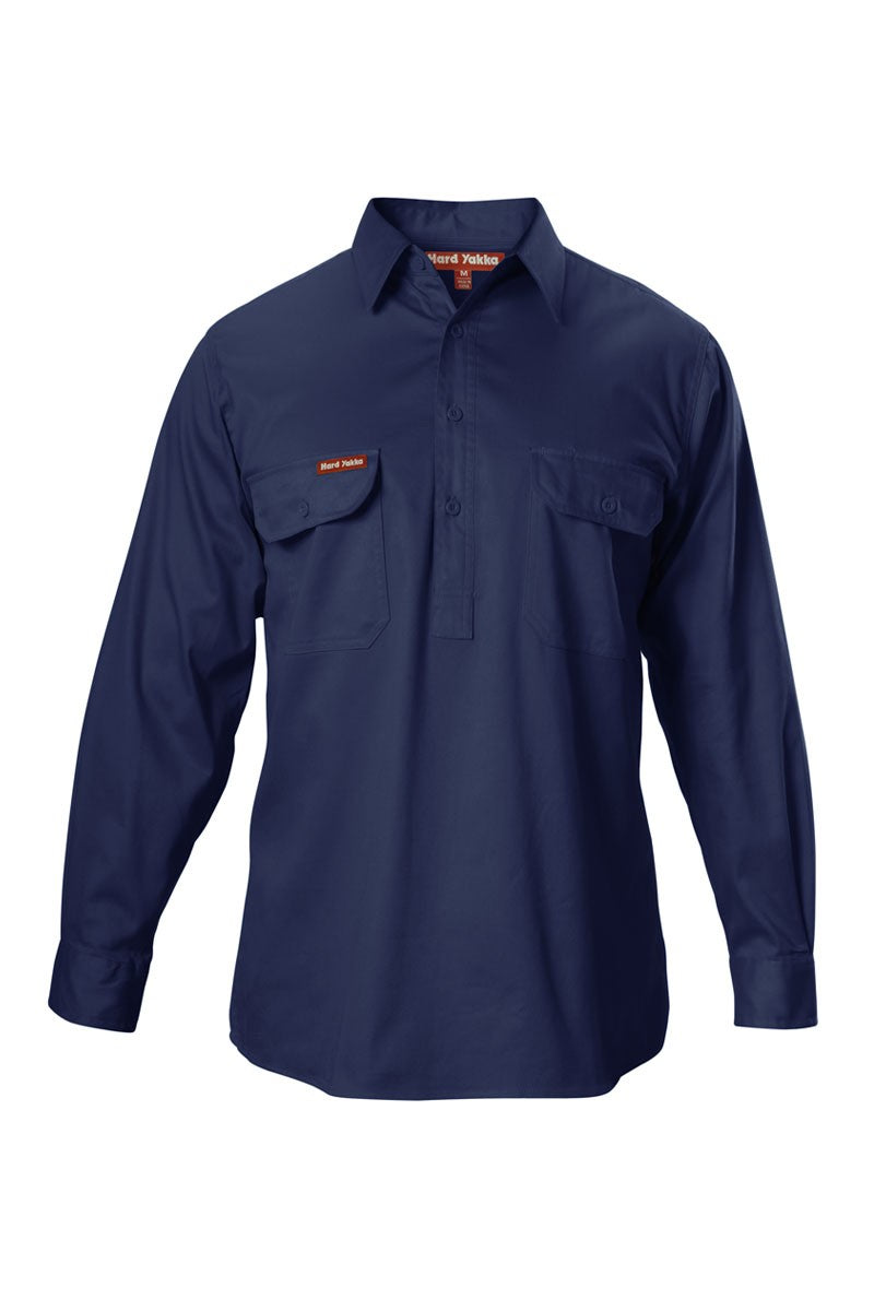 Hard Yakka Foundations Cotton Drill Closed Front Shirt Long Sleeve Shirt