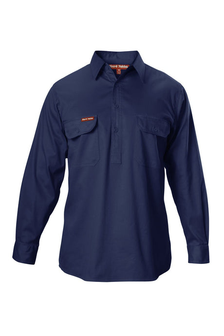 Hard Yakka Foundations Cotton Drill Closed Front Shirt Long Sleeve Shirt