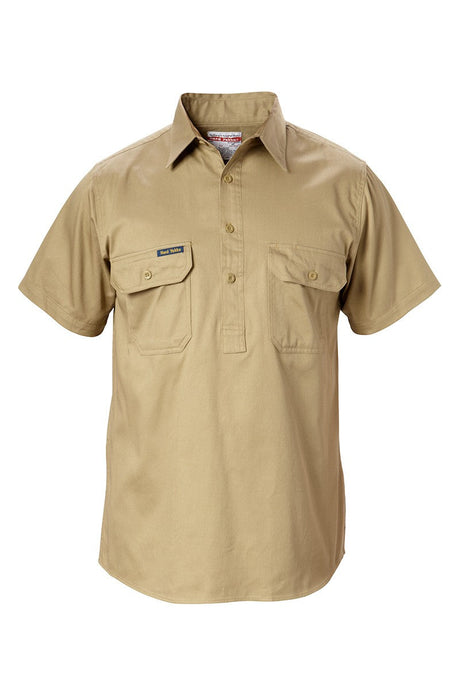 Hard Yakka Foundations Cotton Drill Closed Front Short Sleeve Shirt
